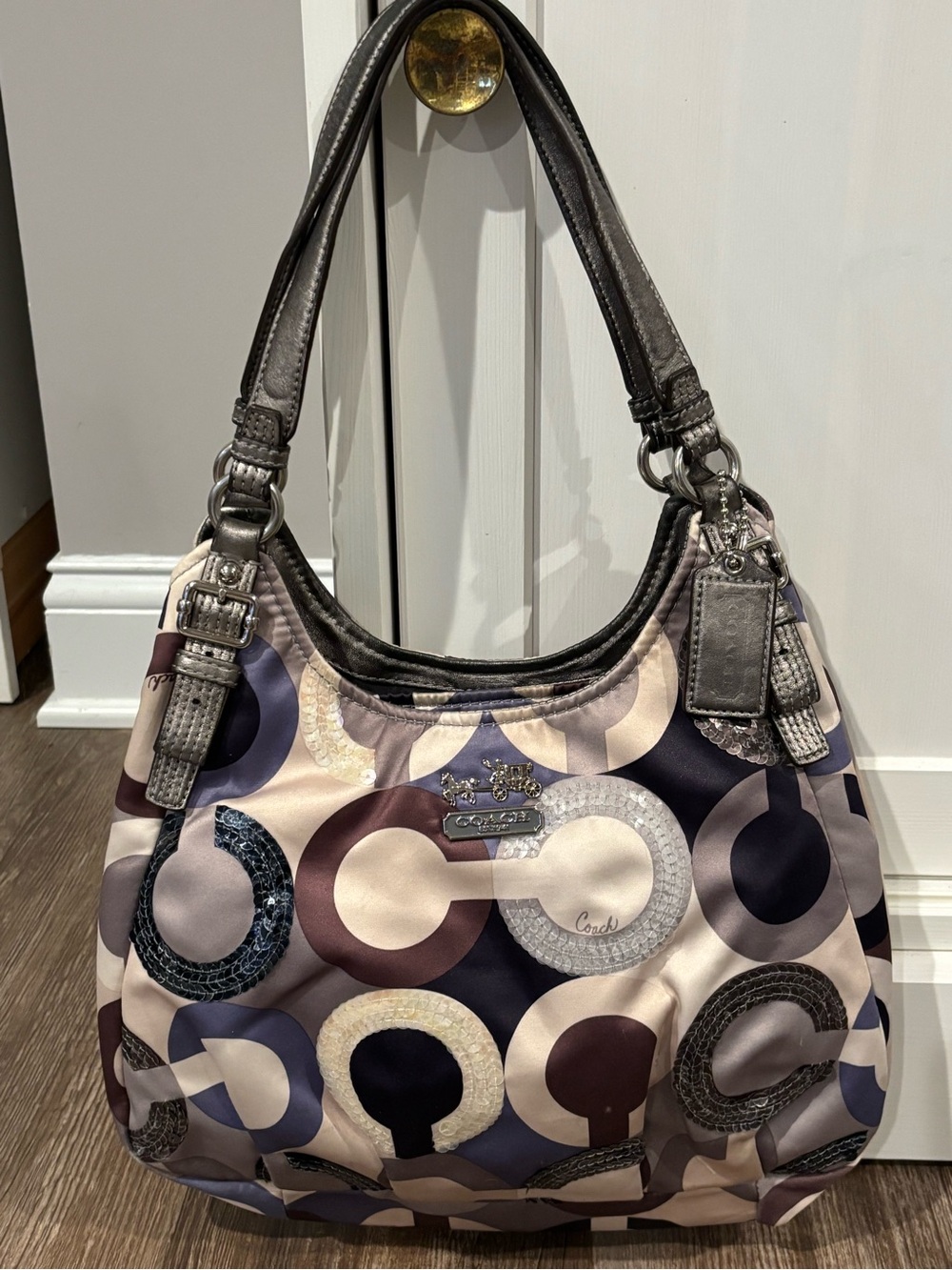Y2K Retro Coach Madison Graphic Op Art Sequin Maggie shoulder bag
